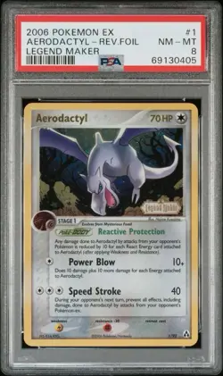 2006 Pokemon EX Legend Maker 1 Aerodactyl Reverse PSA 8 NM-MT - Image 1