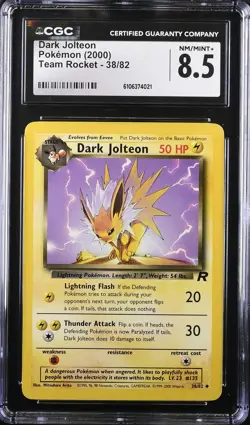 DARK JOLTEON 38/82 TEAM ROCKET POKEMON CGC 8.5 NM/MINT+ - Image 1