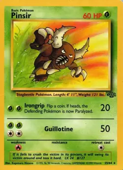 Pokemon TCG - Pinsir - 25/64 - Rare Unlimited - Jungle Unlimited [Heavy Play] - Image 1