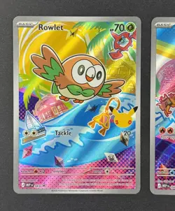 Rowlet Litten Popplio First Partner Illustration Promo Set Pokemon 30th Stamp EN - Image 2