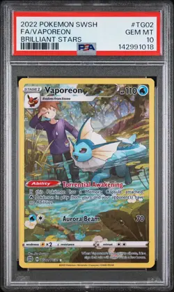 Vaporeon 2022 Pokemon Sword & Shield Brilliant Stars #TG02 PSA 10 - Image 1