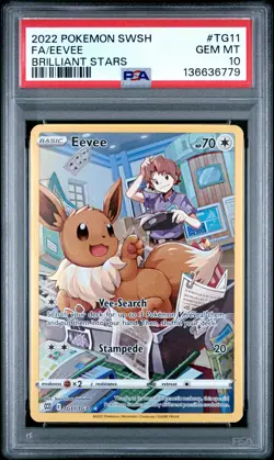 Eevee Pokemon Sword & Shield Brilliant Stars TG11 NM PSA 10 - Image 1