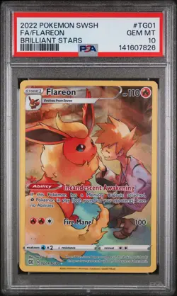 2022 POKEMON SWORD & SHIELD BRILLIANT STARS #TG01 FULL ART/FLAREON PSA 10 - Image 1