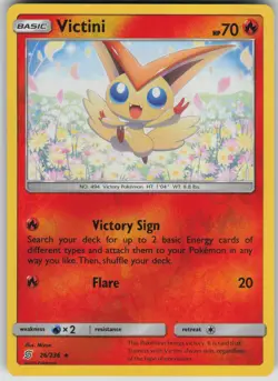 Pokemon TCG Victini Holo Rare Reverse Holo SM - Unified Minds 26/236 - Image 1