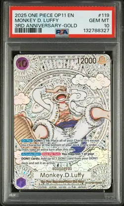 2025 ONE PIECE OP11-A FIST OF DIVINE SPEED 3RD ANV-GOLD MONKEY D. LUFFY PSA 10 - Image 1