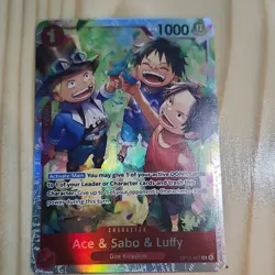 Namco One Piece CCG Ace & Sabo & Luffy SR OP13-007 Alt Art Foil Carrying on His… - Image 1