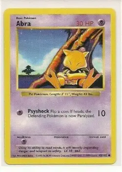 Pokemon Abra Shadowless 43/102 Base Set near mint condition card - Image 1
