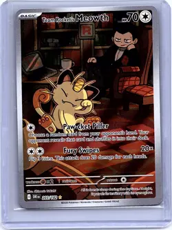 Team Rockets Meowth 203/182 SV10 Destined Rivals Illustrated Card Mint Condition - Image 1