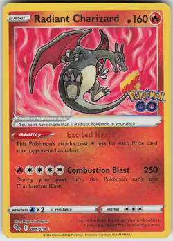 Pokemon Radiant Charizard 011/078 Pokemon GO Radiant Rare NM - Image 1