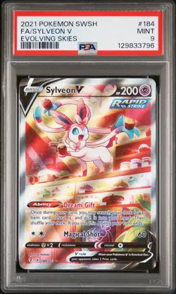 2021 POKEMON SWORD & SHIELD EVOLVING SKIES #184 FULL ART/SYLVEON V PSA 9 - Image 1
