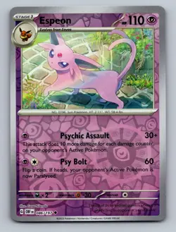 Espeon 086/197 Uncommon Obsidian Flames Pokemon Reverse Holo Near Mint - Image 1