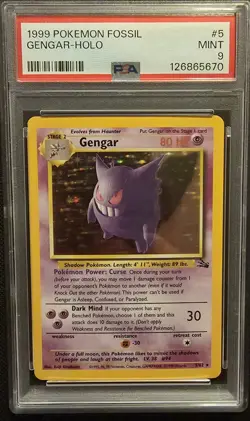 Pokemon Gengar Fossil Unlimited Holo Rare #5 PSA 9 Mint - Image 1