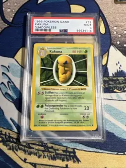 1999 POKEMON GAME 33 KAKUNA SHADOWLESS PSA 9 - Image 1