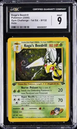 2000 POKEMON GYM CHALLENGE - 1ST ED - HOLO #9/132 KOGA'S BEEDRILL CGC 9 - Image 1