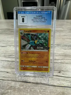 CGC 8 Pokemon Lucario SM95 Pre-Release Promo Ultra Prism - Image 1