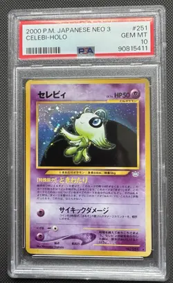 2000 Pokemon Holo Neo 3 Japanese Celebi PSA 10 JPN - Image 1