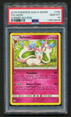 Sylveon 155/236 Rare Pokemon 2019 Cosmic Eclipse PSA 10 GEM MINT - Image 1