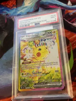 PSA 9 Mint Pikachu EX SIR Pokemon 238/191 Sv08: Surging Sparks - Image 3