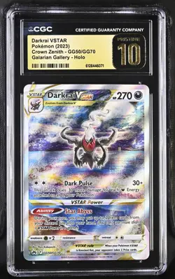 CGC Pristine 10 Darkrai VSTAR GG50/GG70 Holo Crown Zenith Pokemon Card - Image 1