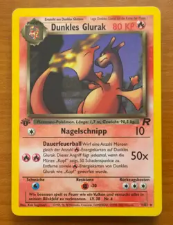 DUNKLES GLURAK DARK CHARIZARD 1ST ERSTE EDITION TEAM ROCKET TR 21 82 POKEMON RAR - Image 1