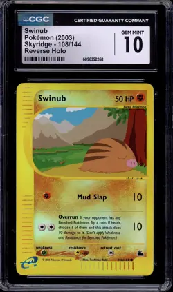 2003 Pokemon Skyridge Swinub-Reverse Foil #108 CGC 10 GEM MINT - Image 1