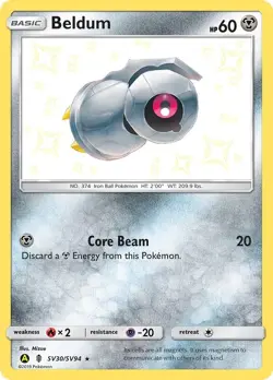 Beldum SV30/SV94 Pokemon Hidden Fates Sun & Moon Shiny Vault - Image 3