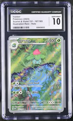 Pokemon Ivysaur 167/165 Scarlet & Violet 151 Illustration Rare Holo CGC 10 - Image 1