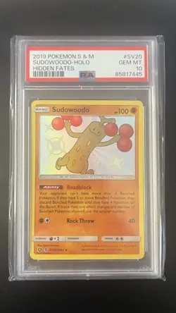 2019 POKEMON SUN & MOON HIDDEN FATES #SV20 SUDOWOODO-HOLO PSA 10 - Image 1