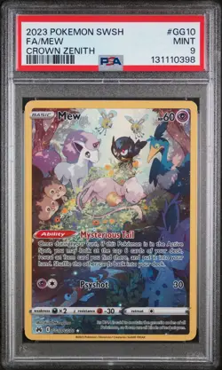 2023 POKEMON SWORD & SHIELD CROWN ZENITH #GG10 FULL ART/MEW PSA 9 - Image 1