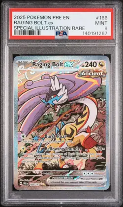 2025 Pokemon Prismatic Evolutions Raging Bolt EX Special Illus Rare PSA 9 #166 - Image 1