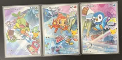 Pokemon First Partner Illustration Rare Collection Turtwig Chimchar Piplup - Image 1