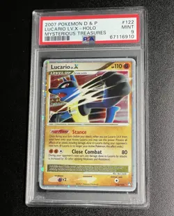 Pokemon Lucario LV.X PSA 9 SWIRLS DP Mysterious Treasures Holo Diamond 122 - Image 1