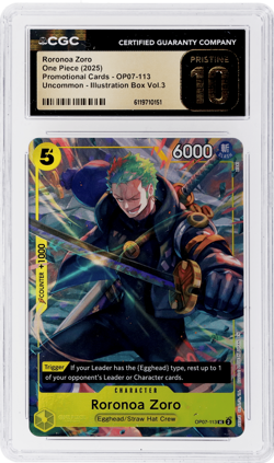2025 One Piece Card Game Promo Roronoa Zoro Illustration Box Volume 3 CGC PRI - Image 1
