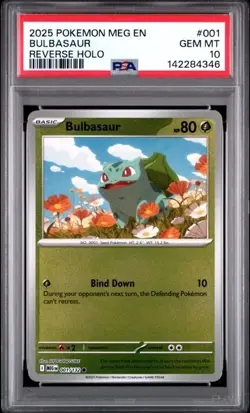 Bulbasaur #001 PSA 10 Mega Evolutions EN Reverse Holo Pokemon Card - Image 1