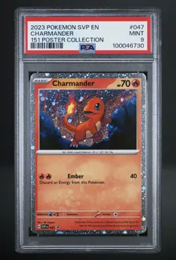 2023 Pokemon 151 Charmander SVP EN 047 PSA 9 MINT Cosmos Holo Promo Card - Image 1