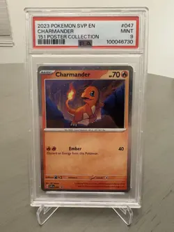 2023 Pokemon 151 Charmander SVP EN 047 PSA 9 MINT Cosmos Holo Promo Card - Image 2
