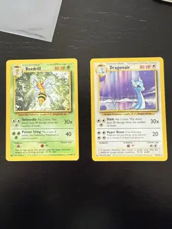 Vintage Pokemon Card Lot WOTC Base Set Dragonair 18/102 Beedrill 17/102 - Image 1