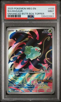 Bulbasaur 133 Stamped Promo Pokemon Mega Evolution Box Topper PSA 9 MINT - Image 1