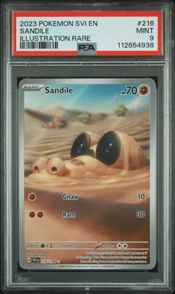 Pokemon PSA 9 Sandile 216/198 Scarlet & Violet Illustration Rare 2023 - Image 1