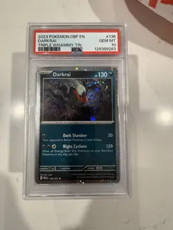 Pokemon Obsidian Flames Darkrai 136/197 Rare Holo PSA 10 Triple Whammy Tin - Image 1
