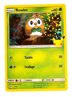 Rowlet - 7/25 - Confetti Holo - Promo - Mcdonald's 25th Anniversary - Pokemon - Image 1