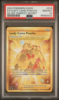 2022 POKEMON SWORD & SHIELD SILVER TEMPEST FULL ART/LEAFY CAMO PONCHO PSA 10 - Image 1