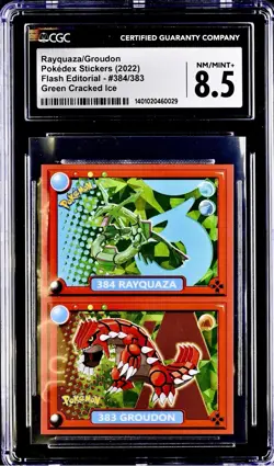 Pokemon 2022 Red Pokedex Flash Editorial Rayquaza Groudon Mewtwo Moltres CGC 8.5 - Image 2