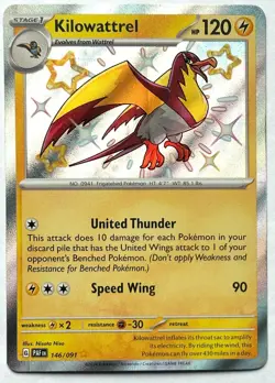 Kilowattrel 146/091 - Pokemon TCG - Paldean Fates Shiny Rare Holo - M/NM - Image 1