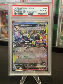 2025 POKEMON PRISMATIC EVOLUTIONS SURPRISE BOX EXCLUSIVE UMBREON EX PSA 10 - Image 1
