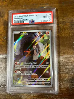Pokemon 2024 Twilight Masquerade Illustration Rare TORKOAL #172 PSA 10 Gem Mint - Image 1