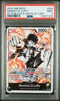 2024 One Piece ST13-003 Monkey D. Luffy B&W Alt Art The Three Brothers PSA 9 - Image 1