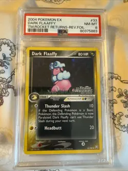 2004 Pokemon EX Dark Flaaffy Team Rocket Returns Rev Foil PSA 8 - Image 1