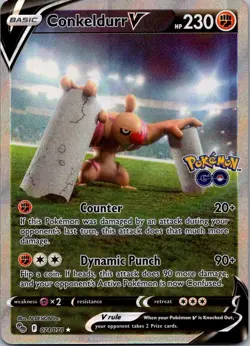 Conkeldurr V (Alternate Full Art) Ultra Rare Pokemon GO 074/078 NM - Image 1