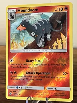 POKEMON HOUNDOOM 46/214 REVERSE HOLO RARE LOST THUNDER LP - Image 1
